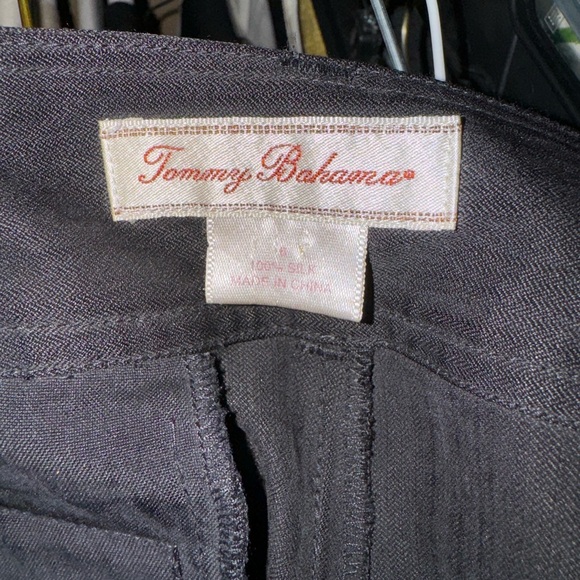 EUC: Dressy Tommy Bahamas Black (Charcoal) 100% Silk Pants - Picture 7 of 7